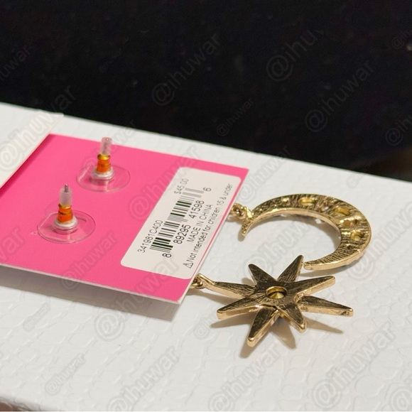 Betsey Johnson Blue Celestial Moon & Star Drop Earrings - Picture 8 of 10